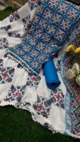 100% pure cotton three piece with aari work hb-004