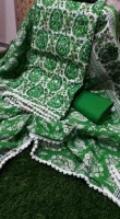 100% pure cotton three piece with aari work hb-11