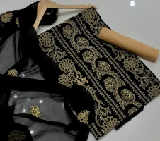 Pure AC Cotton Fabrics With Embroidery Work Salwar Kameez hb-001