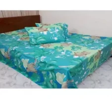 King Size Bed Sheet Cotton Multicolored with Matching 2 Pillow Covers
