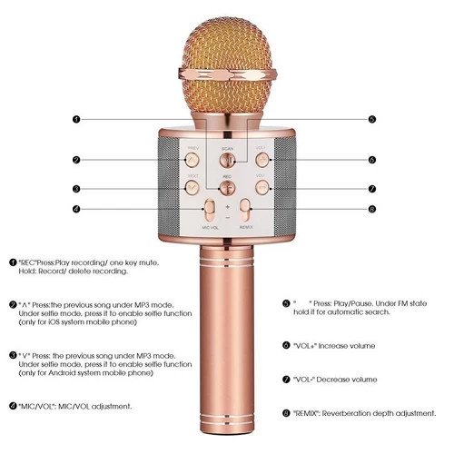 Wireless   Bluetooth Karaoke Microphone ws 858, 3-in-1