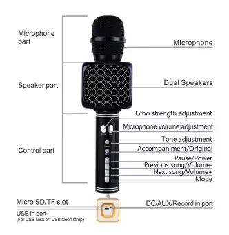 YS 69 Wireless Bluetooth Microphone USB Recording Microphone