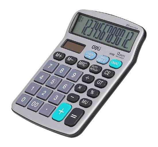 M19810 Deli Calculator - 12 Digit - Silver Color