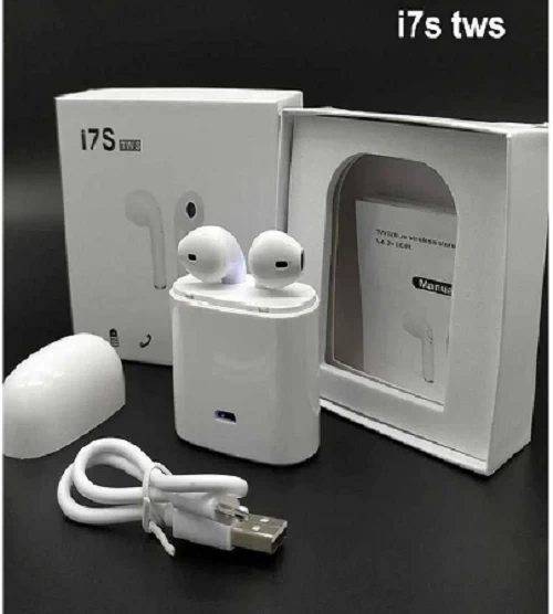 TWS i7s Double Dual Mini Earphone With Power Case-White