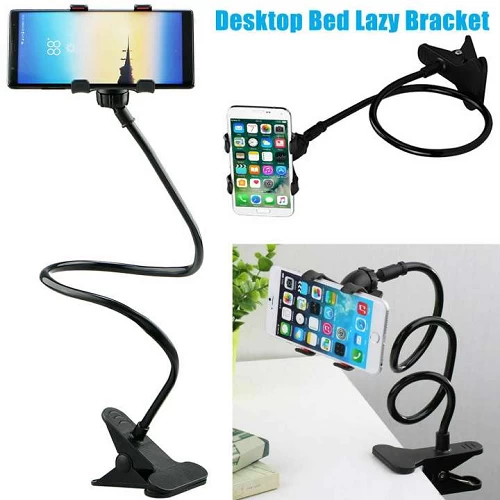 Universal Flexible Long Arms Lazy Bed Desktop Mobile Phone Holder Stand - Black