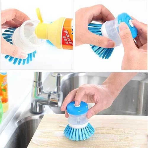 Kitchen Dispense Soap Water Dish Cleaning Brush Creative Washing