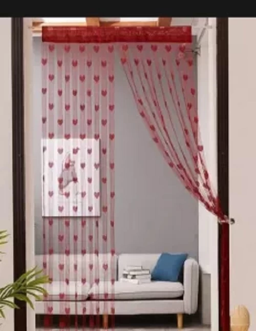 Heart Polyester Window or Doorway Curtain - Red