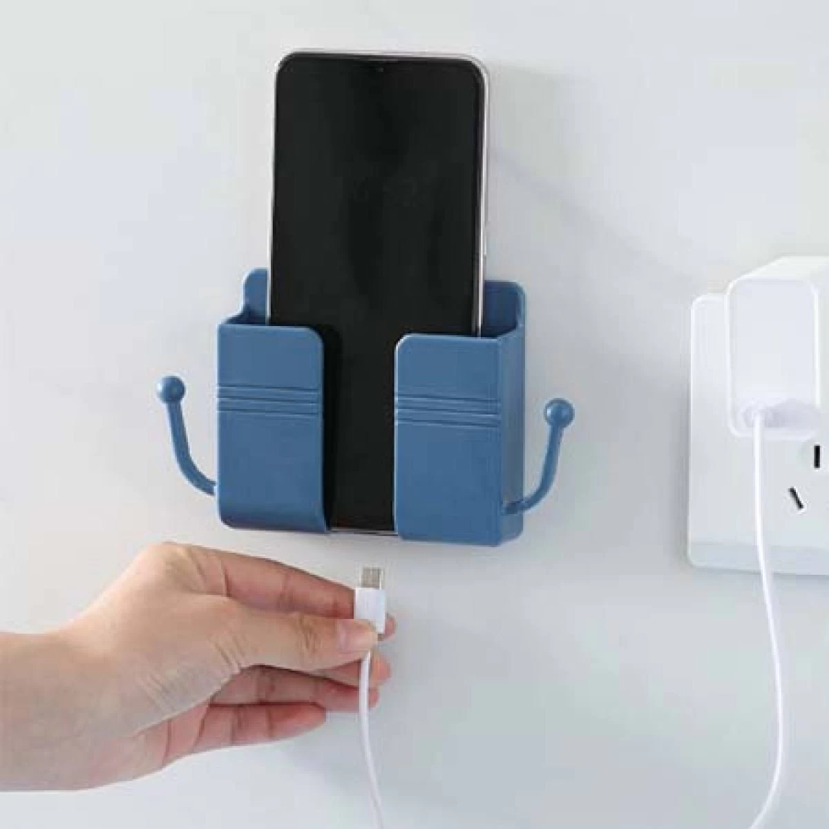 Wall Mounted Organizer Holder Storage Box Remote Control Mounted Mobile Phone Plug Wall Holder Charging Multifunction Stand