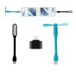 Otg Adaptor, USB Fan & USB LED Light 3 In 1 Combo