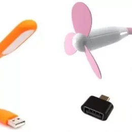 Otg Adaptor, USB Fan & USB LED Light 3 In 1 Combo