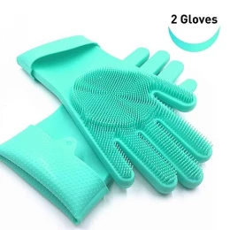 High Quality Silicone Dish Washing Kitchen Hand Gloves (Multicolor)