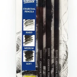 Worison Black Charcoal Pencils With sharpner (Hard,Midium,Soft) - 3 Pcs