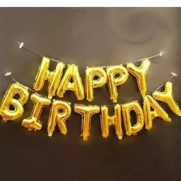 Happy Birthday Balloon Banner, Aluminum Foil Letters Banner Balloons for Party Supplies Birthday Decorations