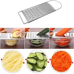 Kitchen 3 Way Flat Grater - Stainless Steel - Razor Sharp Teeth - Fruit Vegetable Cheese Slicer