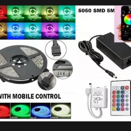 RGB Full Color SMD5050 5 Meter LED Strip DC 12V 16 Color LED Strip 24Key Remote makes Full White Color