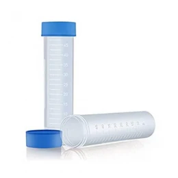 5 Pcs Plastic Centrifuges Test Tube 50 ml, Sample Container with Scale and Blue Screw Cap