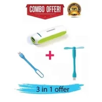 Combo Offer Mini Power Bank + USB Fan + USB LED Light