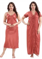 Satin Plain Full Length Women Robe Nighty HB-001