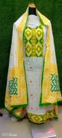 100% pure cotton three piece with aari work hb-20