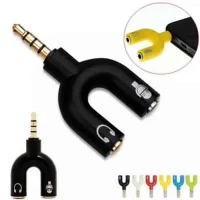 Caicen 3.5mm Audio Jack to Headphone Microphone 2 Way U Splitter Converter Adaptor