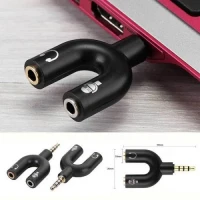 Headphone Microphone 2 Way Converter Adaptor- 3.5mm Audio Jack