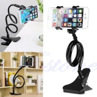 Universal Flexible Long Arms Lazy Bed Desktop Mobile Phone Holder Stand - Black