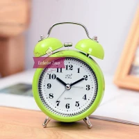 Small Metal Alarm Bed/Table Clock Round