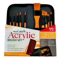 Mon marte Acrylic Artist Brush set with zip cover Bag - 11 pcs set