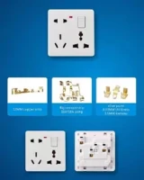 One Gang Switch Socket, Wall Electrical Power Multifunction 8 Pin single gang Switch Socket