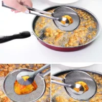Frying Tong Multi-functional 2 in 1 Fry Tool Filter Spoon Strainer With Clip Stainless Steel Mesh