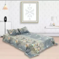 Double Size Cotton Bed Sheet with Matching 2pcs Pillow Covers By EXPORTGALLERY