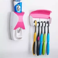 Automatic Toothpaste Squeezing Dispenser Device + Brush Holder Set