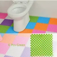 6 Pcs Green Non-slip Hollow Mosaic Plastic Shower Mat Bath