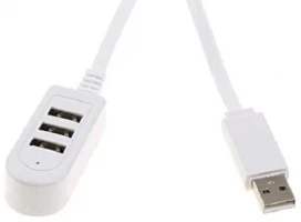 3 port USB HUB Expansion Charging Cable Adapter - White - 1 PCS